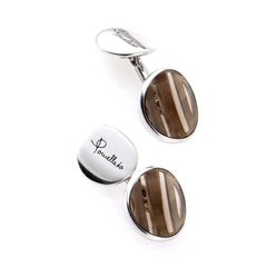 Pomellato Silver and Smokey Topaz Button Cufflinks G.A921/AG9/QF