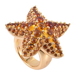 Pomellato Sirene 18 Karat Rose Gold Madeira Quartz and Citrine Starfish Ring