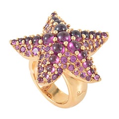 Pomellato Sirene 18 Karat Rose Gold Rhodolite Starfish Ring A.A704/O7/GR