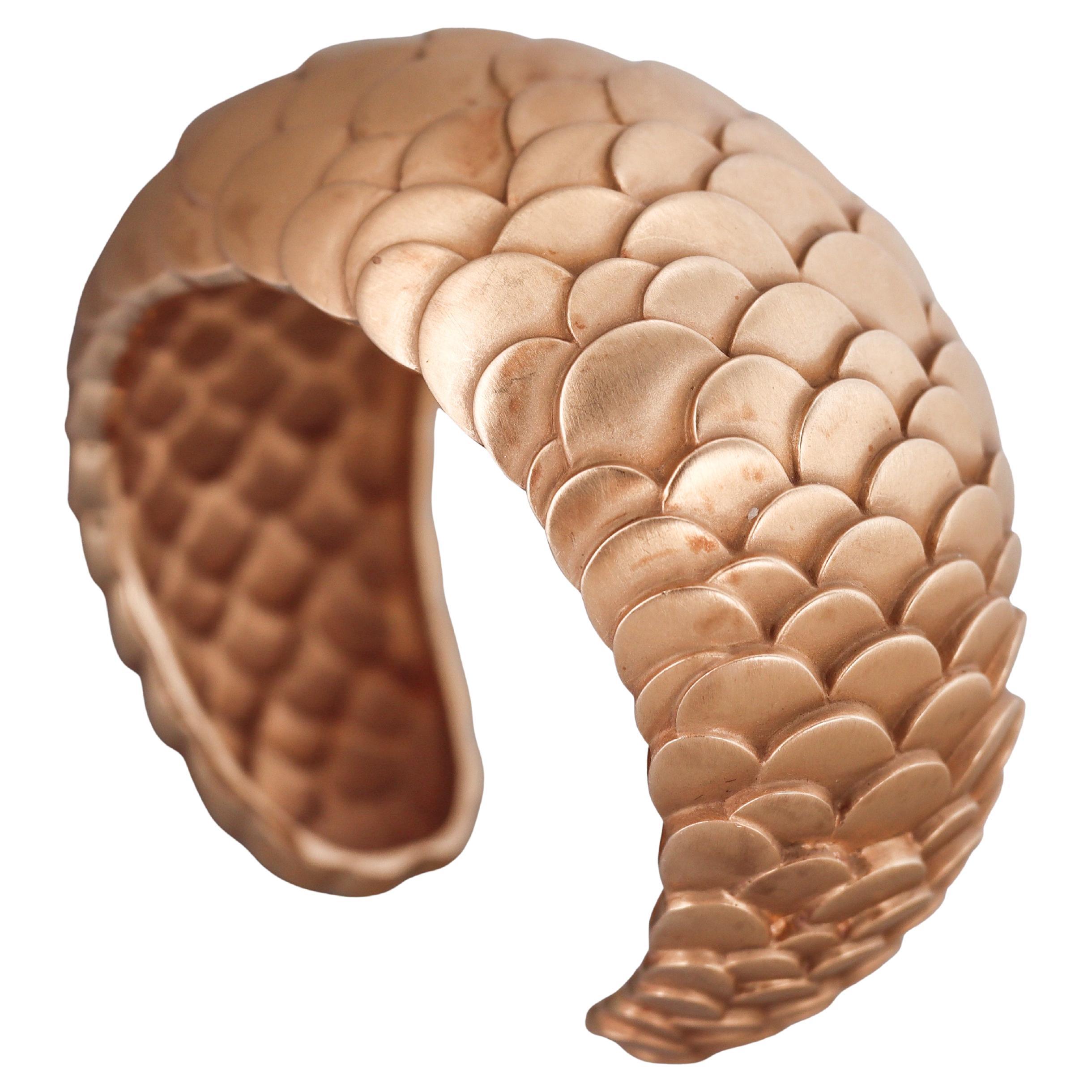 Pomellato Sirene Matte Rose Gold Scale Cuff Bracelet