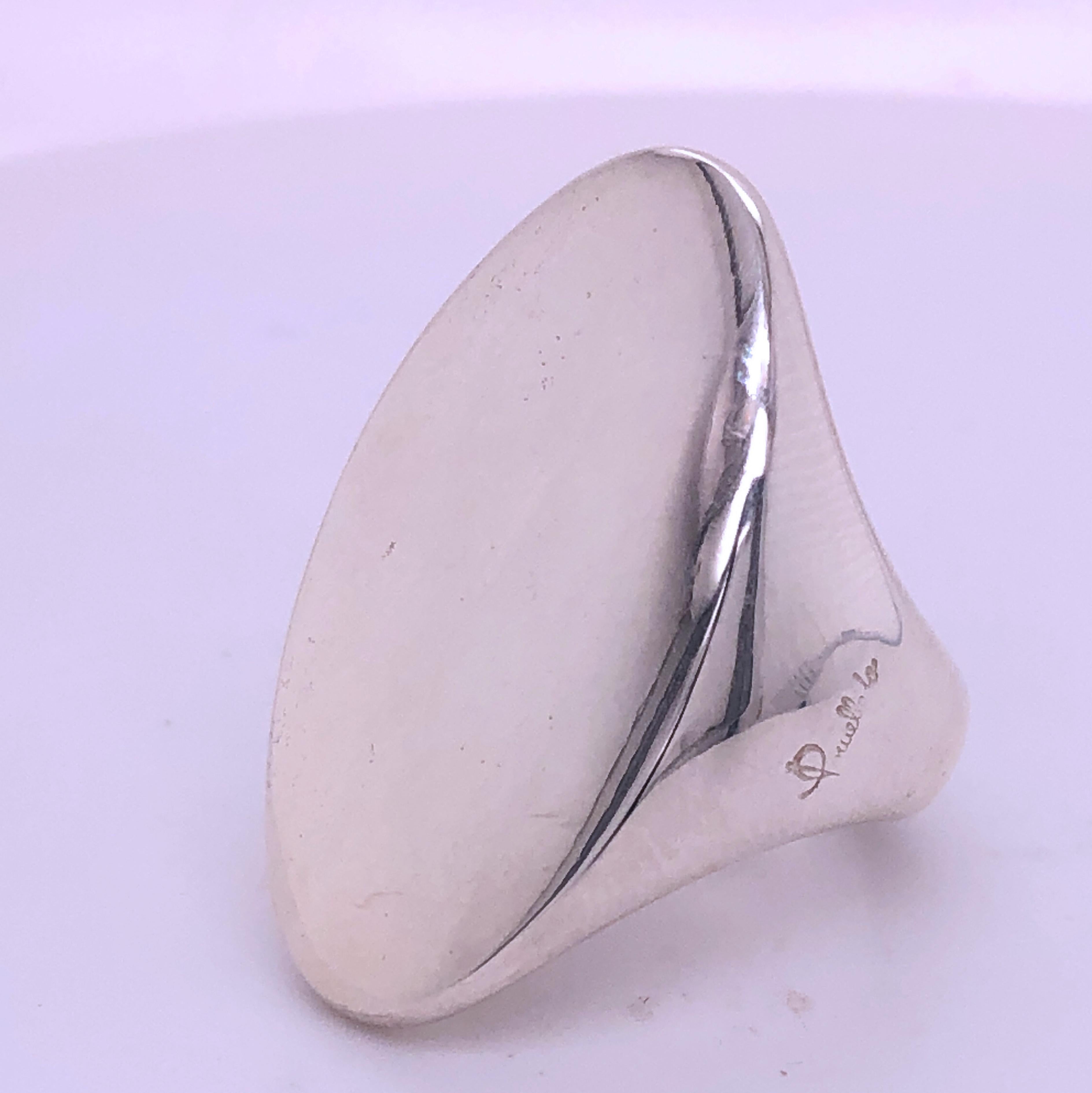 Pomellato Solid Sterling Silver Elliptical Signet Ring 4