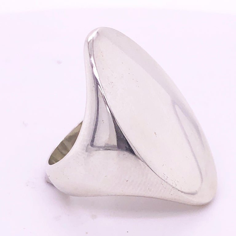 Pomellato Solid Sterling Silver Elliptical Signet Ring For Sale at 1stDibs