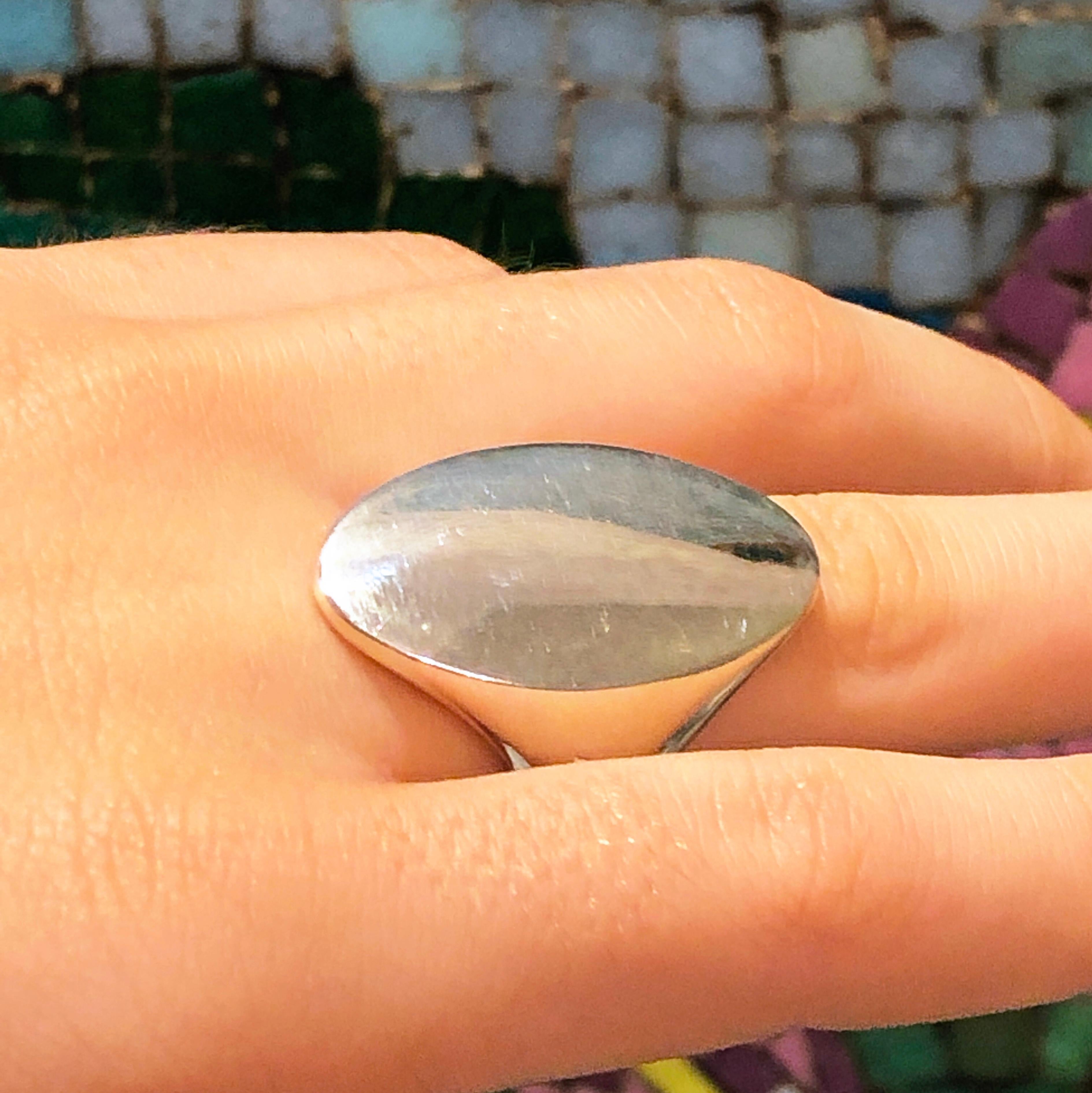 Pomellato Solid Sterling Silver Elliptical Signet Ring 1