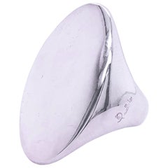 Pomellato Solid Sterling Silver Elliptical Signet Ring