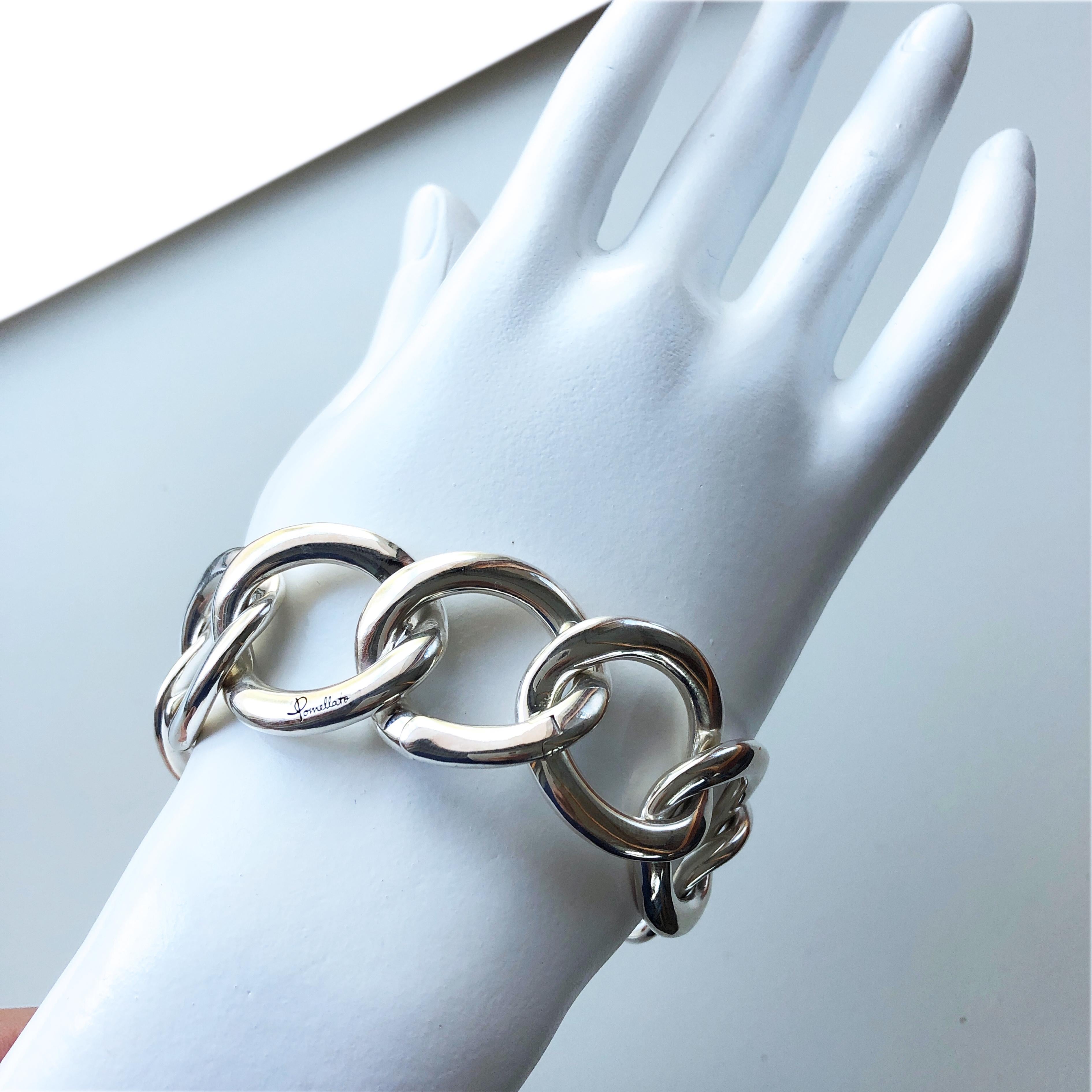 Pomellato Solid Sterling Silver Gourmette Bracelet, circa 1998 For Sale 5