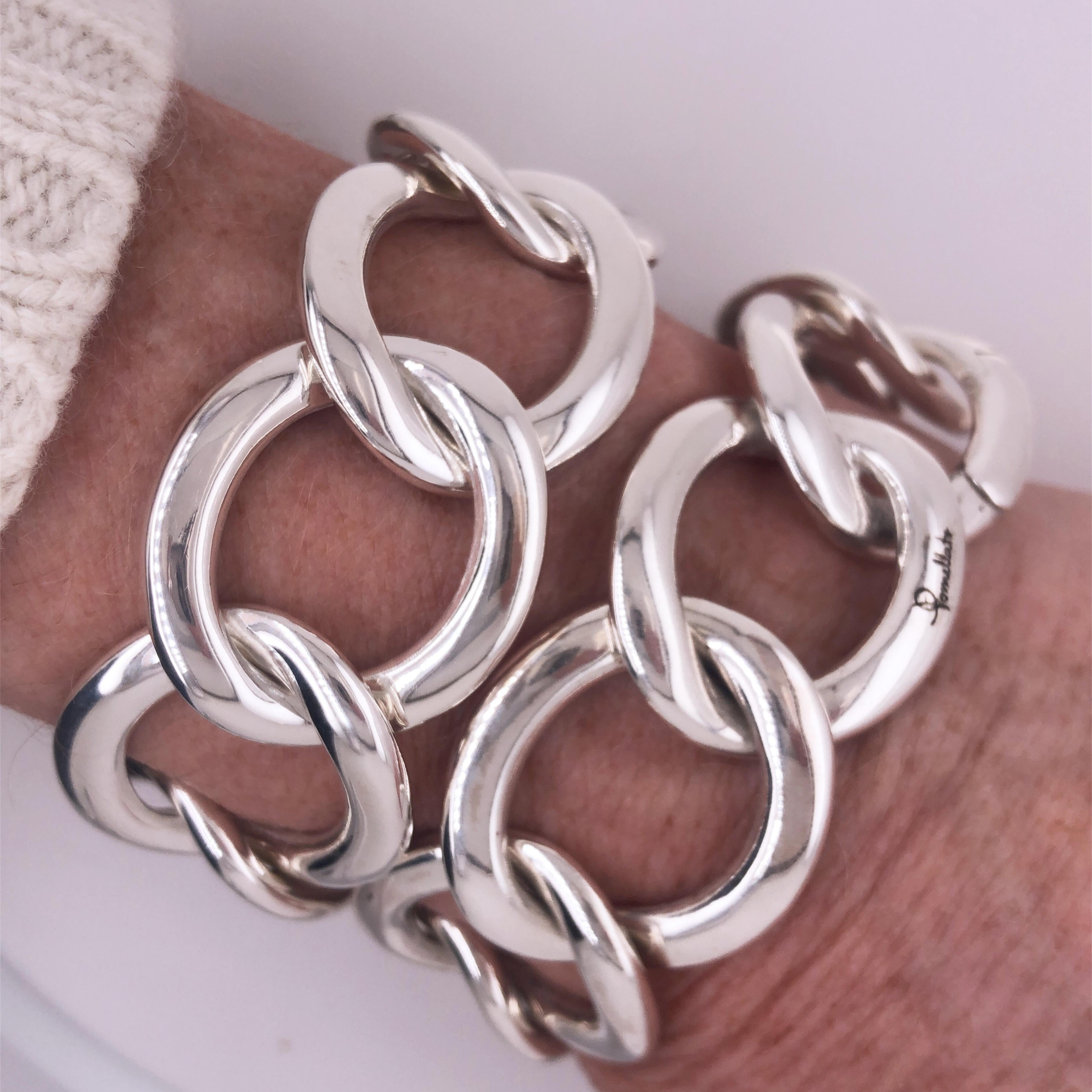 Pomellato Solid Sterling Silver Gourmette Bracelet, circa 1998 For Sale 11