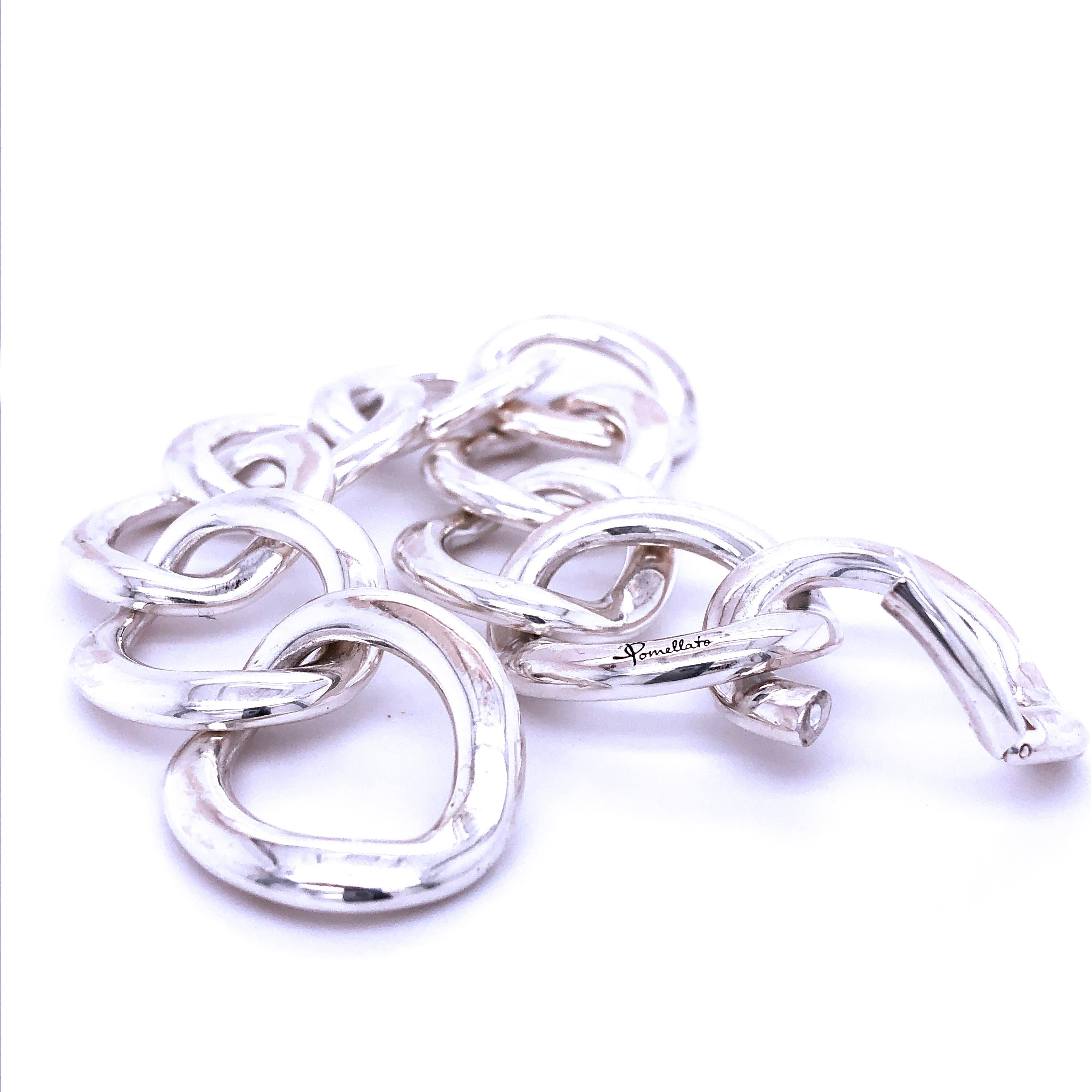 Pomellato Solid Sterling Silver Gourmette Bracelet, circa 1998 In New Condition For Sale In Valenza, IT