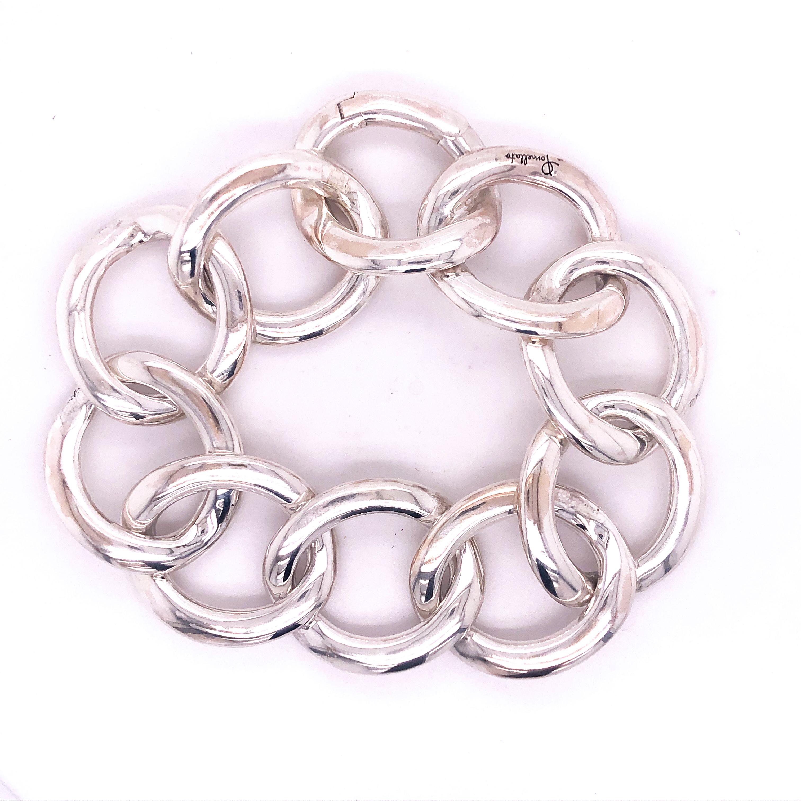 Pomellato Solid Sterling Silver Gourmette Bracelet, circa 1998 For Sale 4