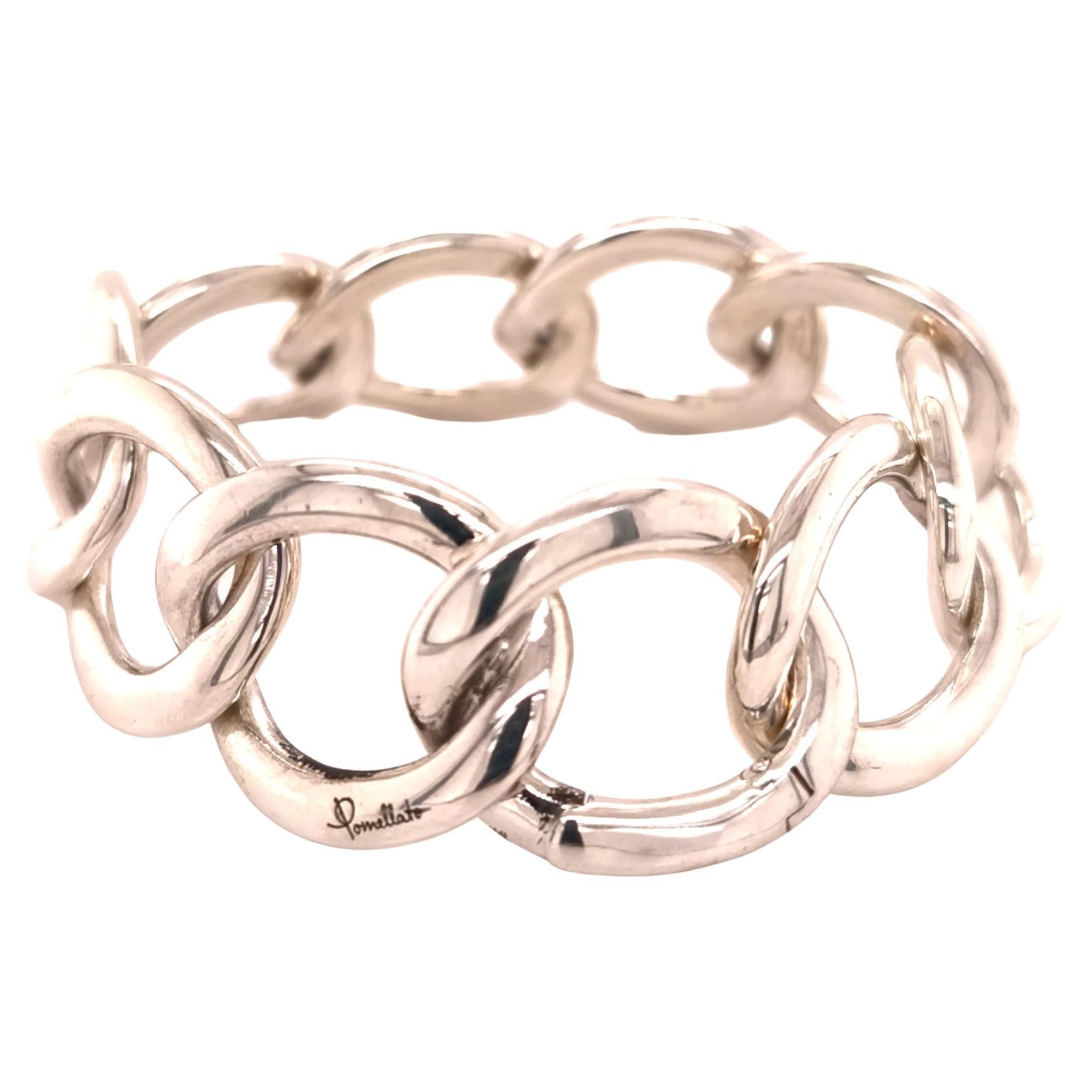 Pomellato Solid Sterling Silver Gourmette Bracelet, circa 1998 For Sale