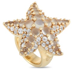 Pomellato Starfish Ring Sirene Ring in Rose Gold Moonstone and Topaz