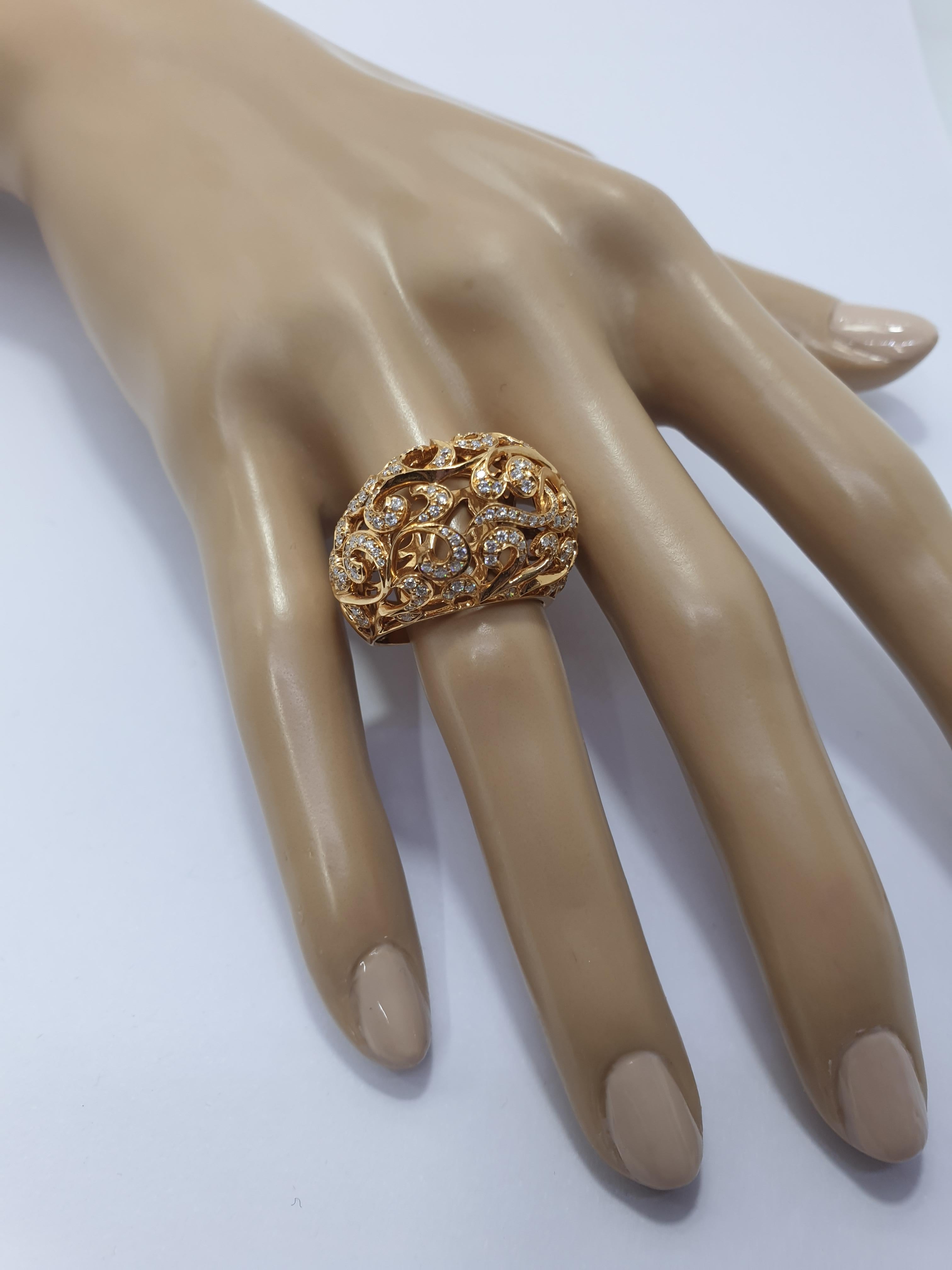 Orient  Style  Ring 18 Karat Pink Gold and 0.87 Carat of Diamonds 2