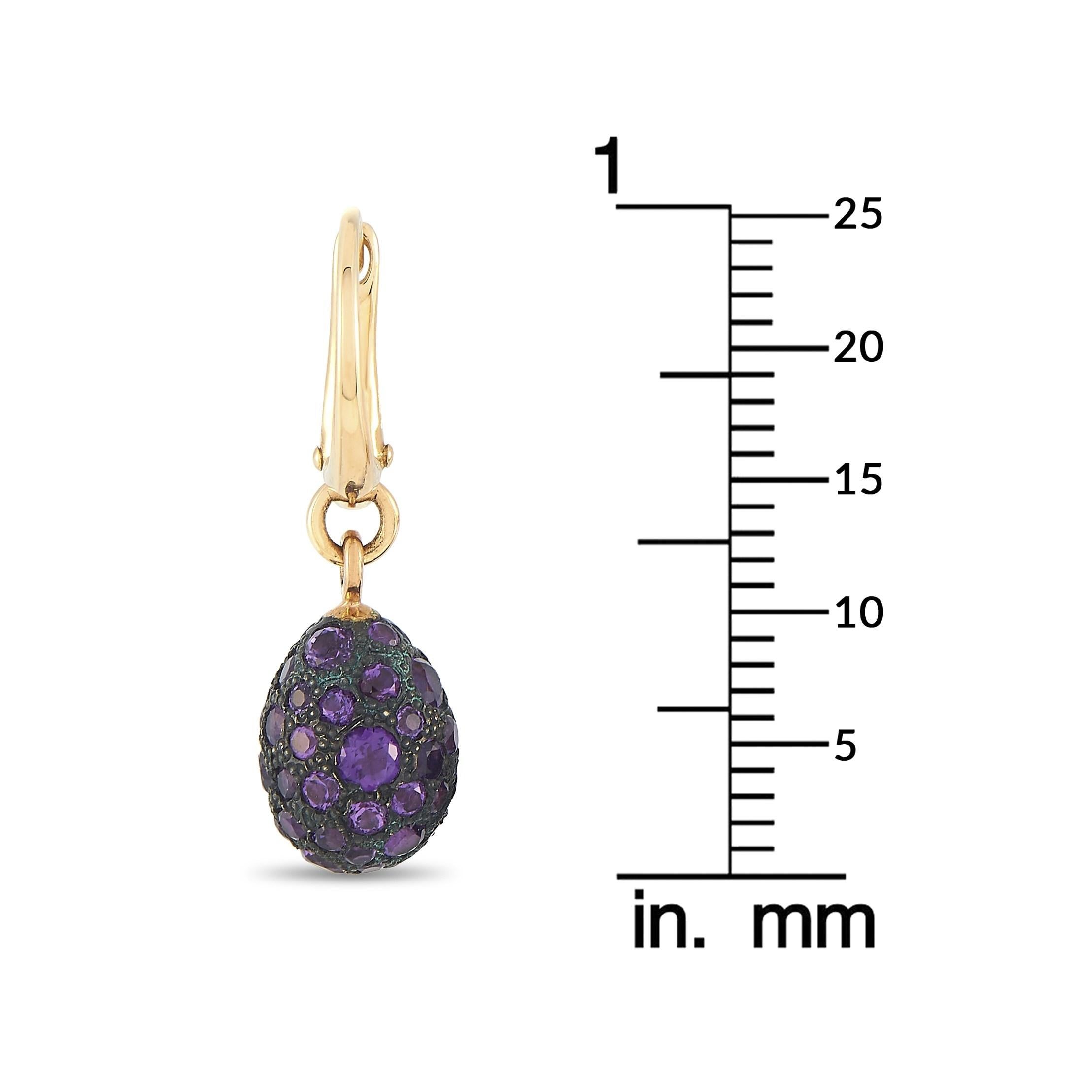 Pomellato Tabou 18k Rose Gold Amethyst Drop Earrings In New Condition In Southampton, PA