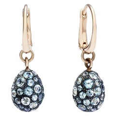 Pomellato Tabou Earrings in 18 Karat Burnished Gold and Blue Topazes