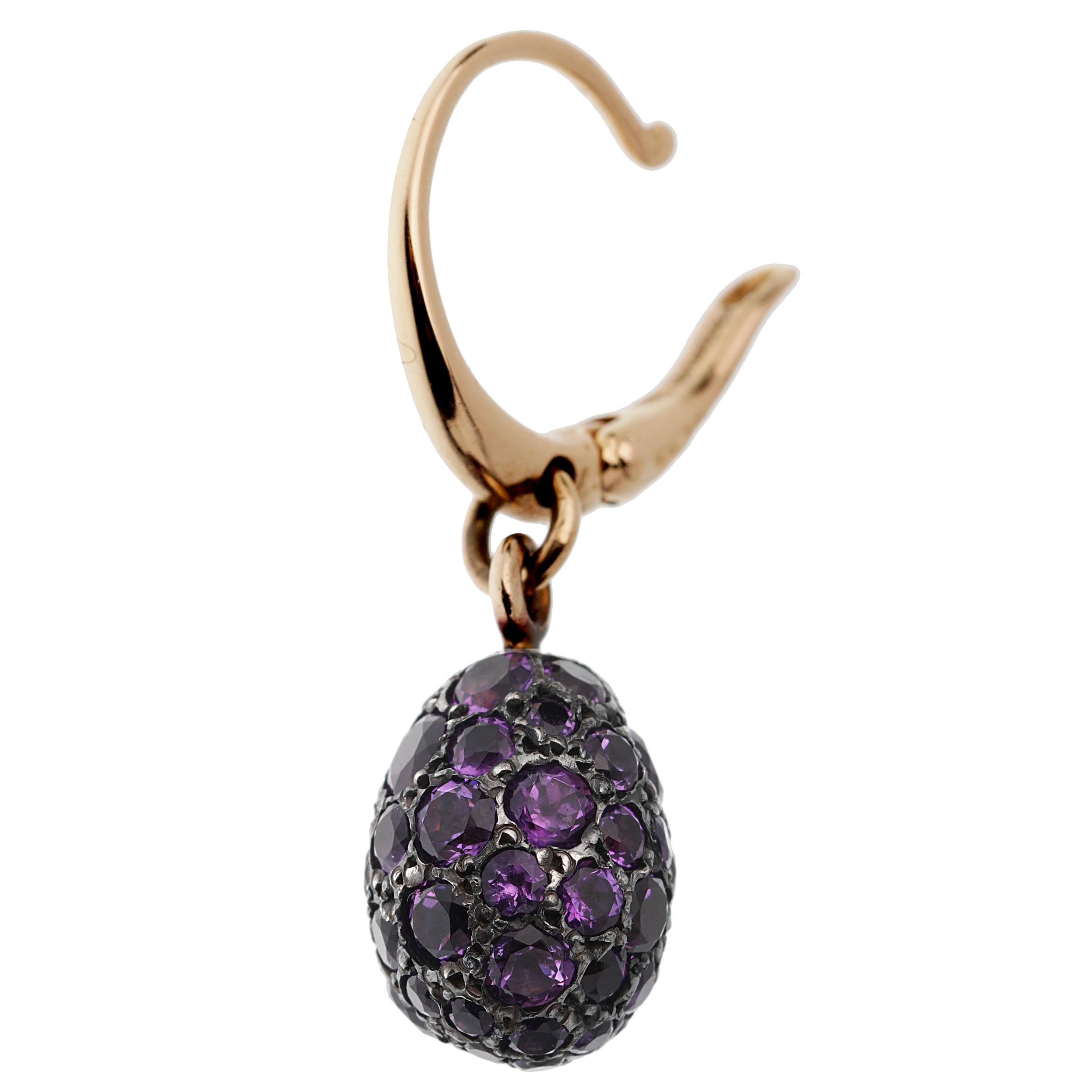 Round Cut Pomellato Tabou Rose Gold Amethyst Drop Earrings For Sale
