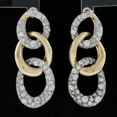 Pomellato Tango Pendientes colgantes de oro de 18 quilates y plata con diamantes pavé de 4,53 ctw