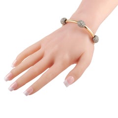 Pomellato Tango 18K Yellow Gold and Silver 13.67 Ct Iced Diamond Bangle Bracelet