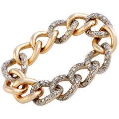 Pomellato Tango Champagne Diamond Yellow Gold and Silver Link Bracelet