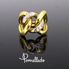 Pomellato Tango Diamonds Yellow White Gold Link Fashion Ring