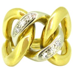 Pomellato Tango Diamonds Yellow White Gold Link Fashion Ring