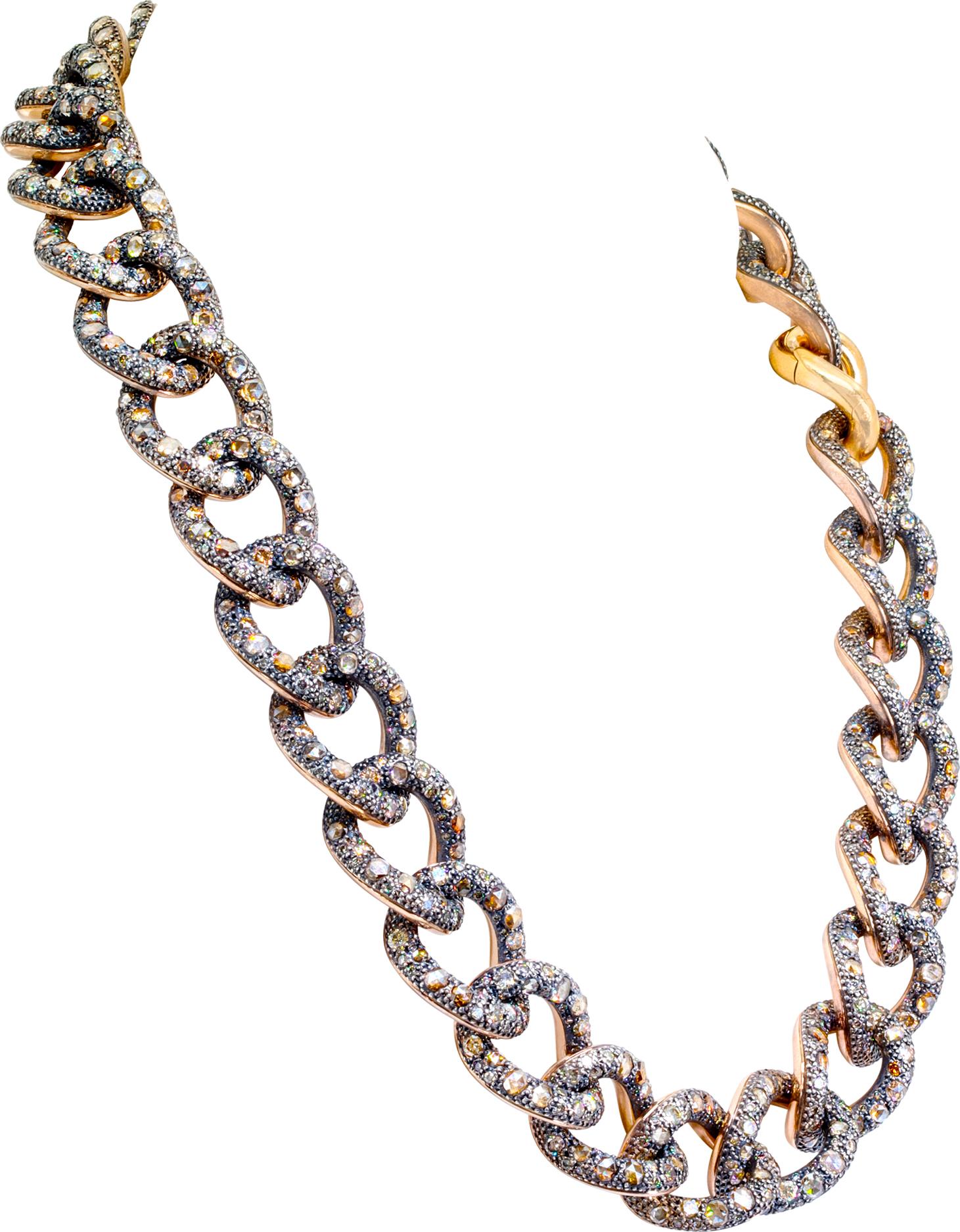 Collana Pomellato Tango in oro rosa 18 carati con diamanti marroni In condizioni ottime in vendita a Surfside, FL