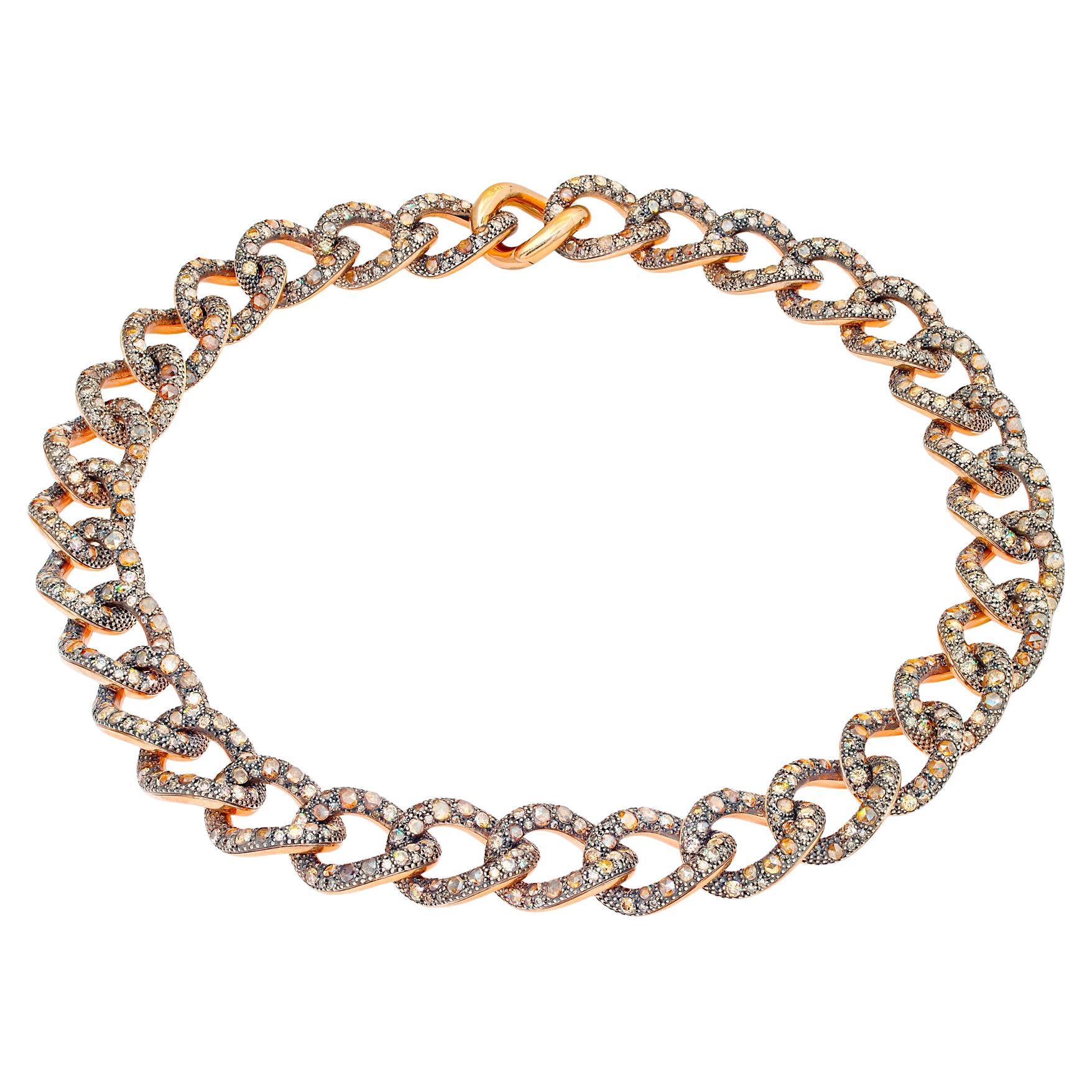 Pomellato Tango necklace in 18k rose gold with brown diamonds