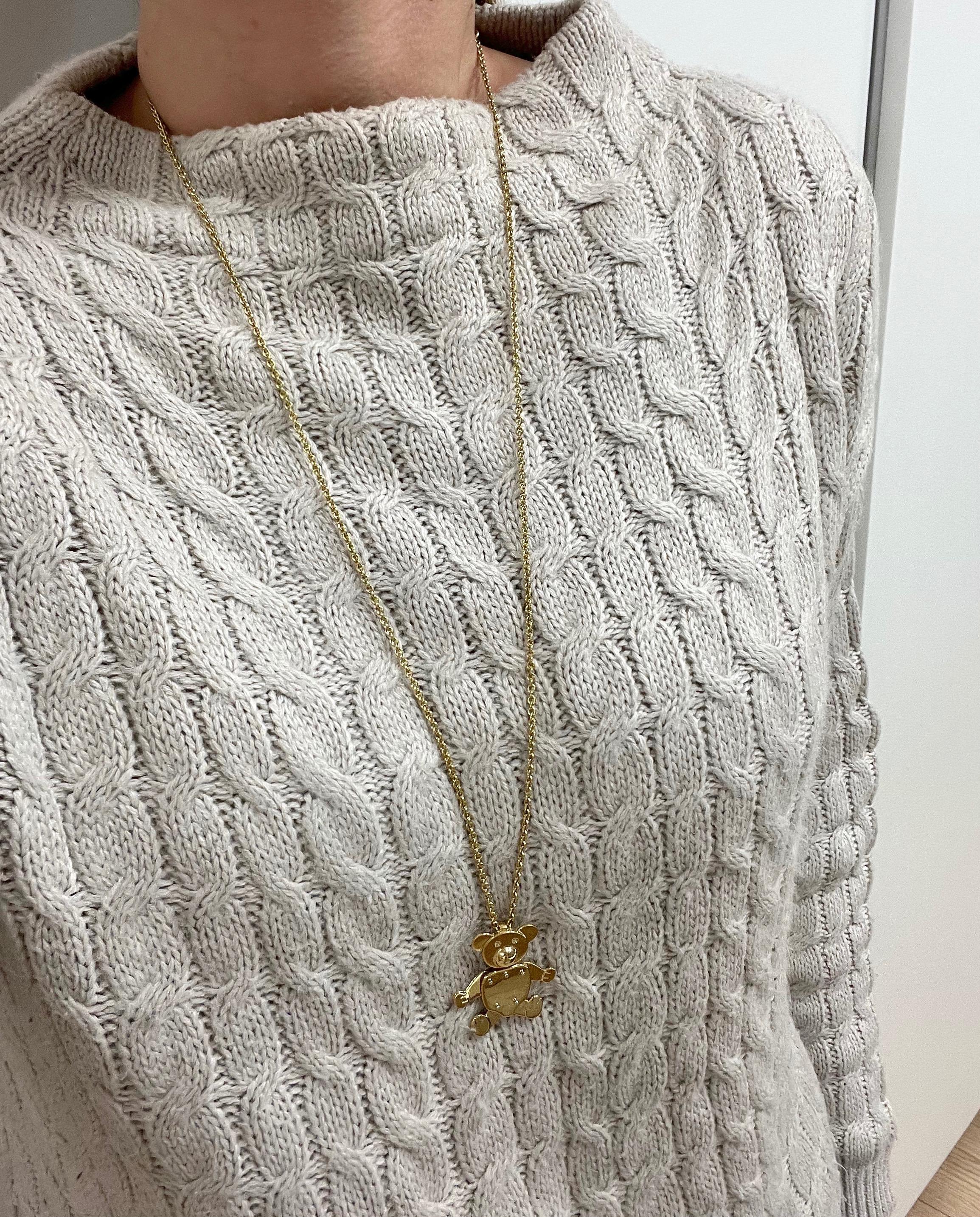 Modern Pomellato Teddy Bear 18 Karat Yellow Gold Charm Necklace