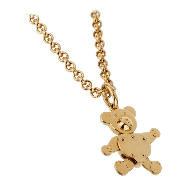 Teddy Yellow Charm Necklace For Sale at 1stDibs | teddy bear charm necklace, gold teddy bear necklace, gucci bear necklace
