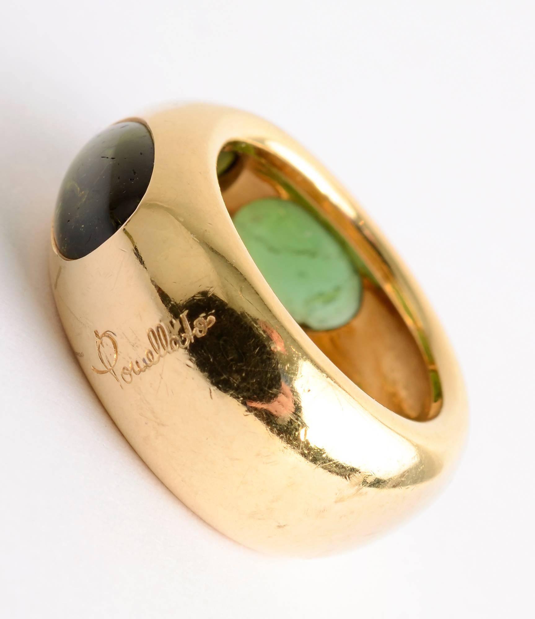 Modern Pomellato Three-Stone Tourmaline Ring