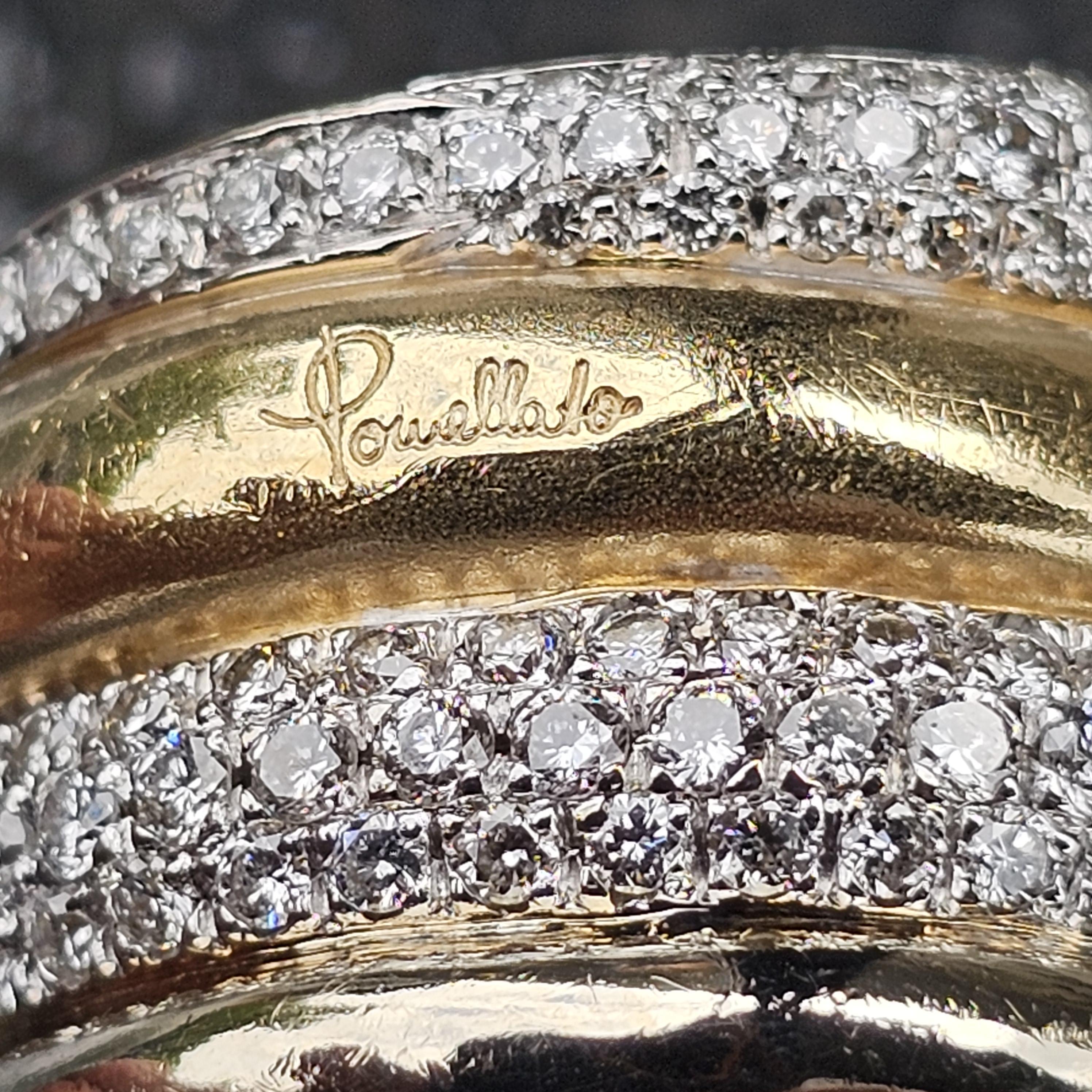 Pomellato Tubolare Diamond Band RIng Multi Row sz 7.5 29.7g 2.5ct 18k Two Tone Bon état - En vente à Northbrook, IL