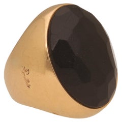 Retro Pomellato Victoria 18 kt. Yellow Gold Ring Jet Stone