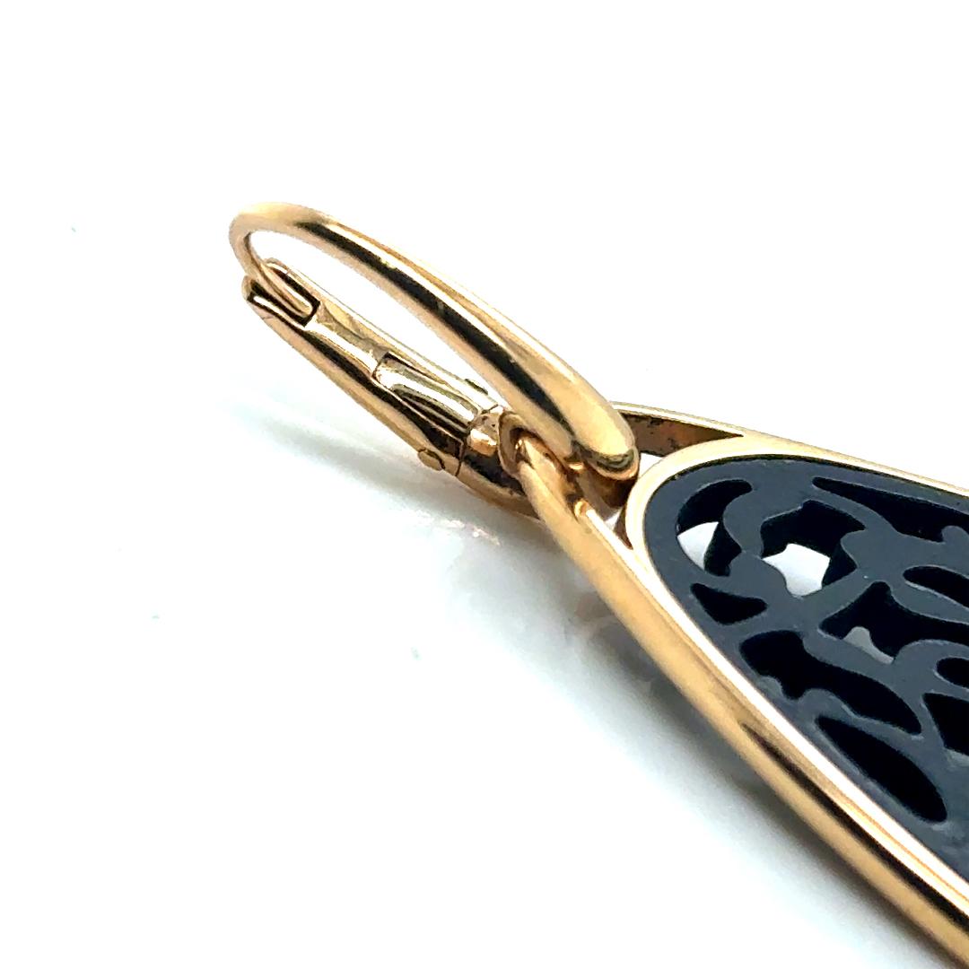 Pomellato Victoria 18k Rose Gold Black Jet Earrings Excellent état - En vente à Miami, FL