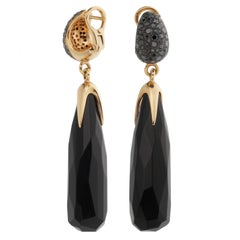 Pomellato Victoria Black Diamond & Jet 18k Rose Gold Drop Earrings