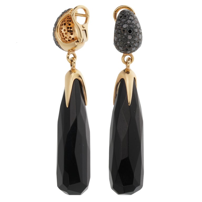 Pomellato Victoria Black Diamond & Jet 18k Rose Gold Drop Earrings photo 2