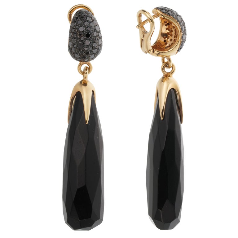 Pomellato Victoria Black Diamond & Jet 18k Rose Gold Drop Earrings photo 3