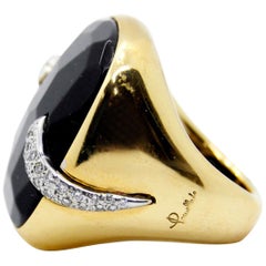 Pomellato Victoria Black Jet and 18 Karat Gold and Diamond Ring