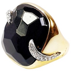 Used Pomellato Victoria Black Jet and 18 Karat Gold and Diamond Ring