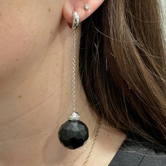 Pomellato Victoria Onyx Diamond 18k White Gold Diamond Disco Ball Earrings