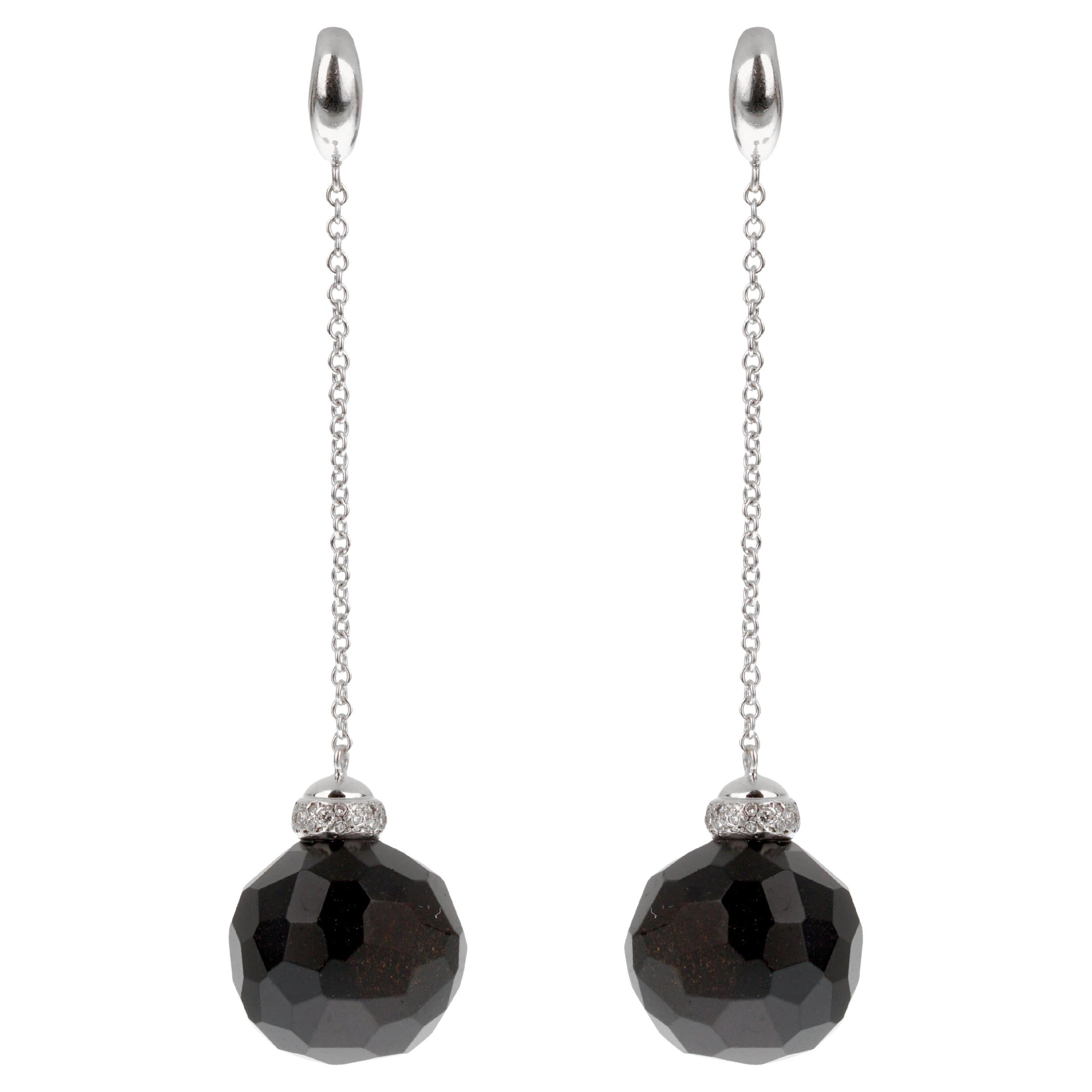 Pomellato Victoria Onyx Diamond Orecchini Disco Ball in oro bianco 18 ct. in vendita