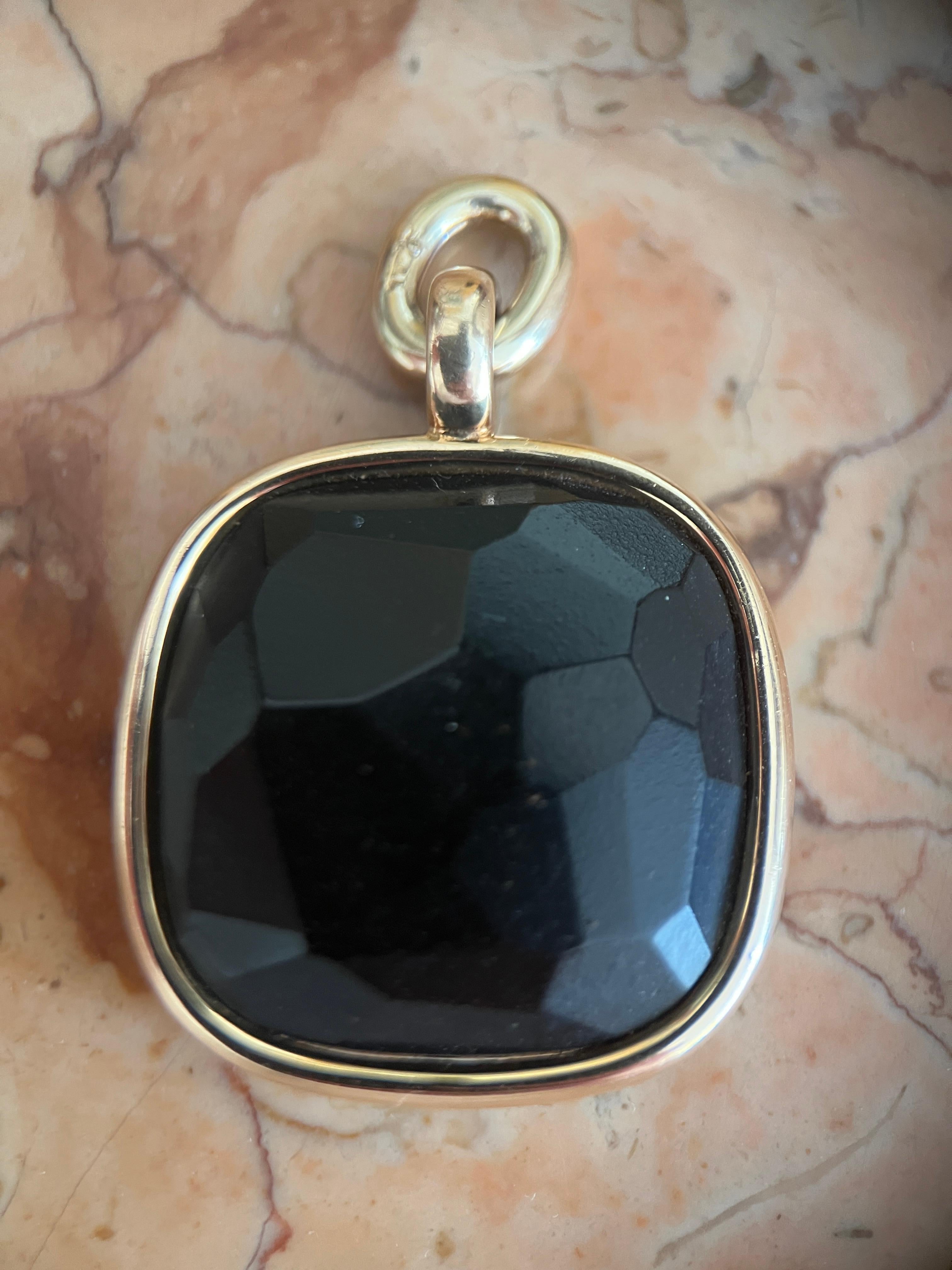 Victorian Pomellato Victoria Pendant 18k Yellow Gold  Extra Large Jet Pendant For Sale