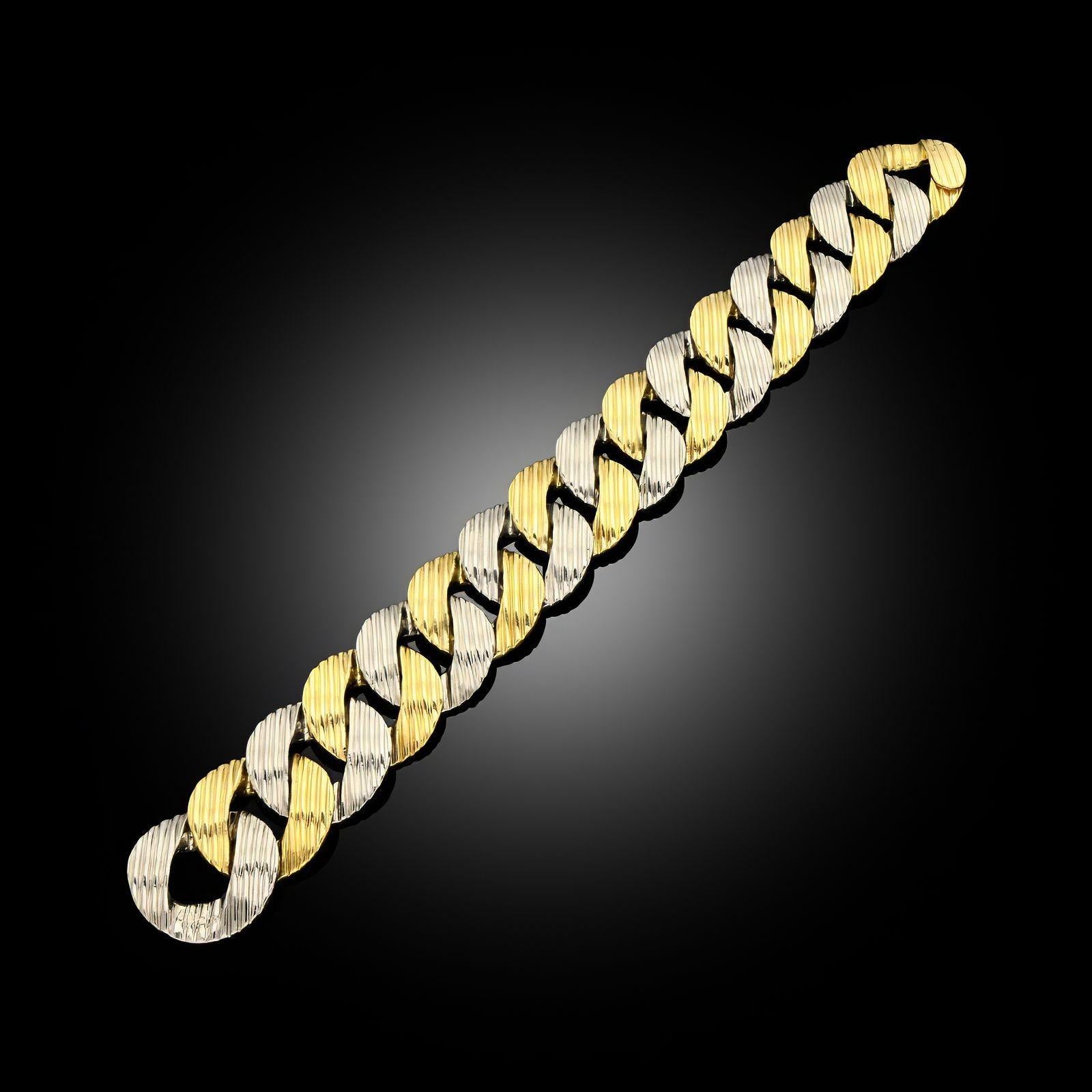 Pomellato Vintage 18ct Bi-Colour Gold Bracelet cira 1980 In Good Condition In London, GB