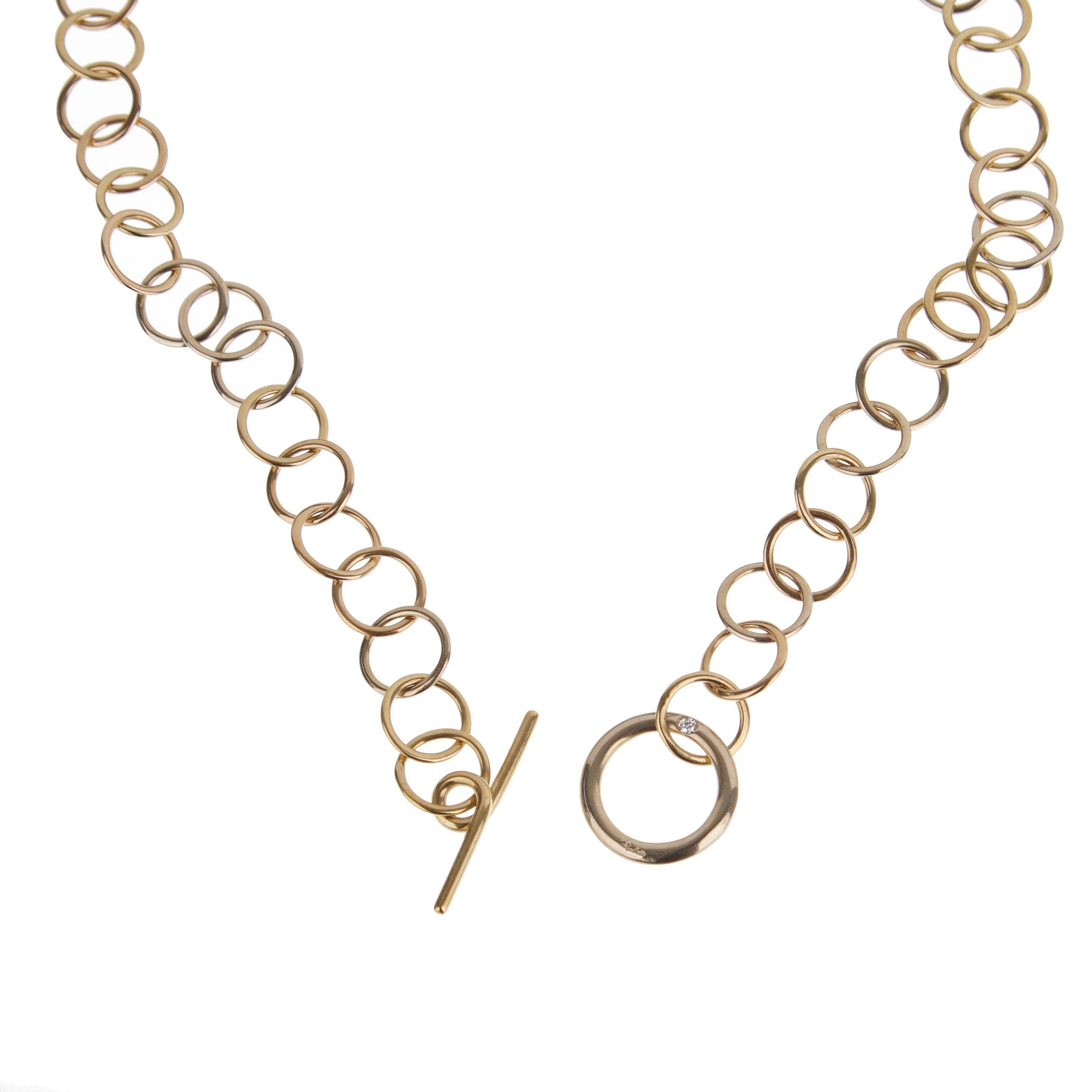 Pomellato Collana vintage con diamanti a catena in oro bianco e giallo 18 carati In condizioni buone in vendita a Feasterville, PA