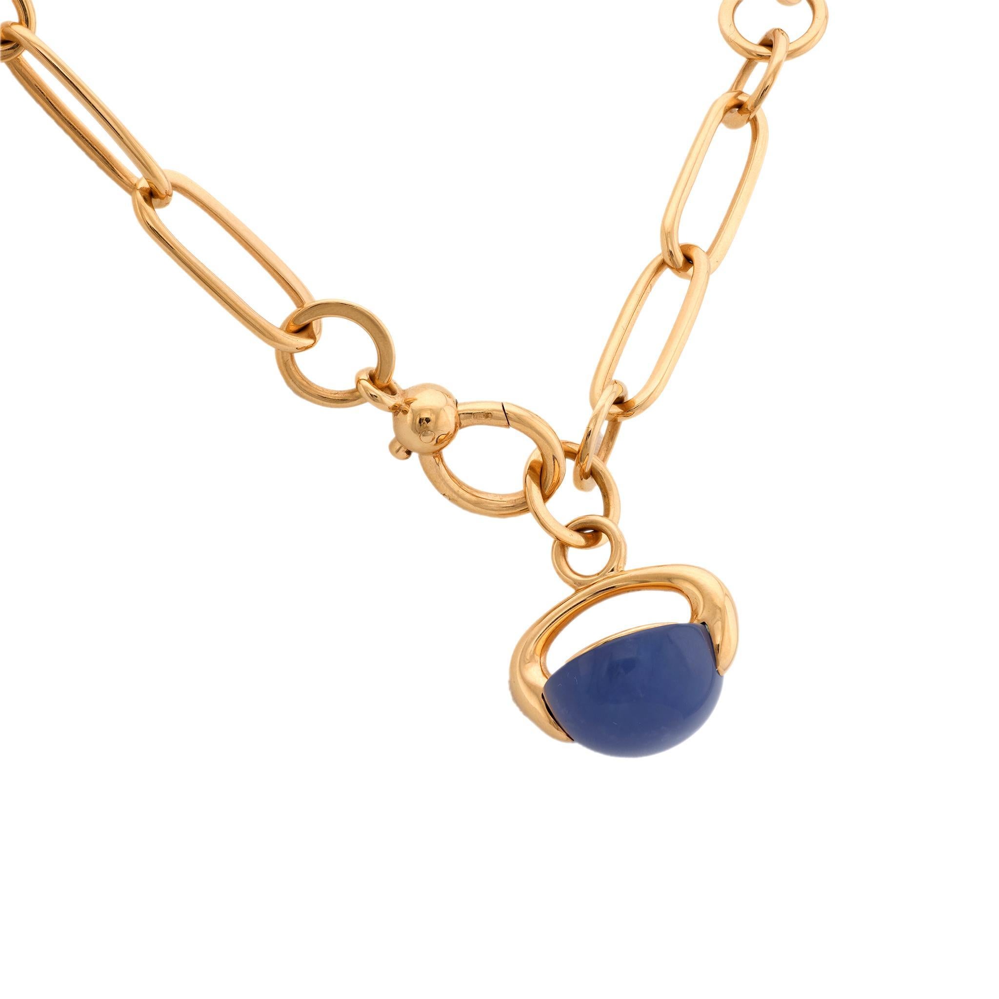 Pomellato vintage chalcedony 18k rose gold Luna Halskette (Zeitgenössisch) im Angebot