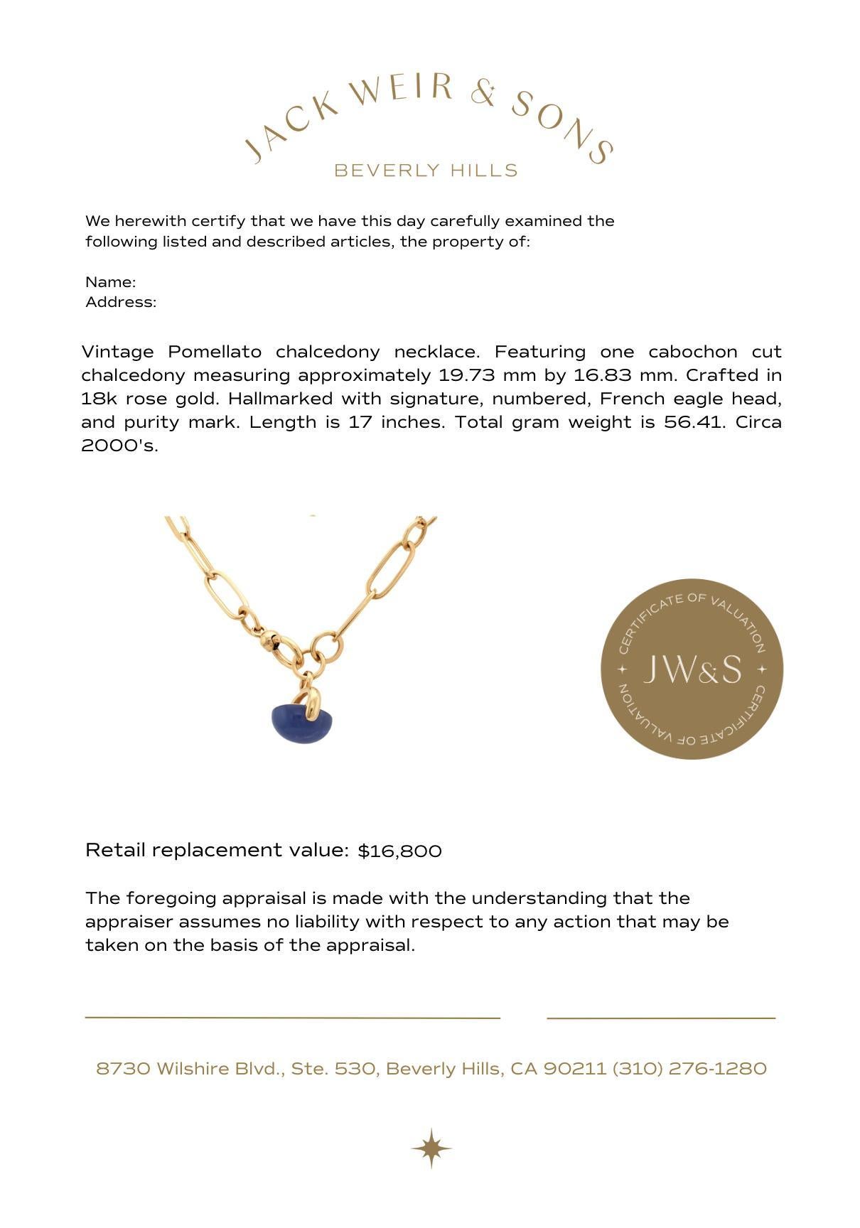 Pomellato vintage chalcedony 18k rose gold Luna Halskette im Zustand „Gut“ im Angebot in Beverly Hills, CA