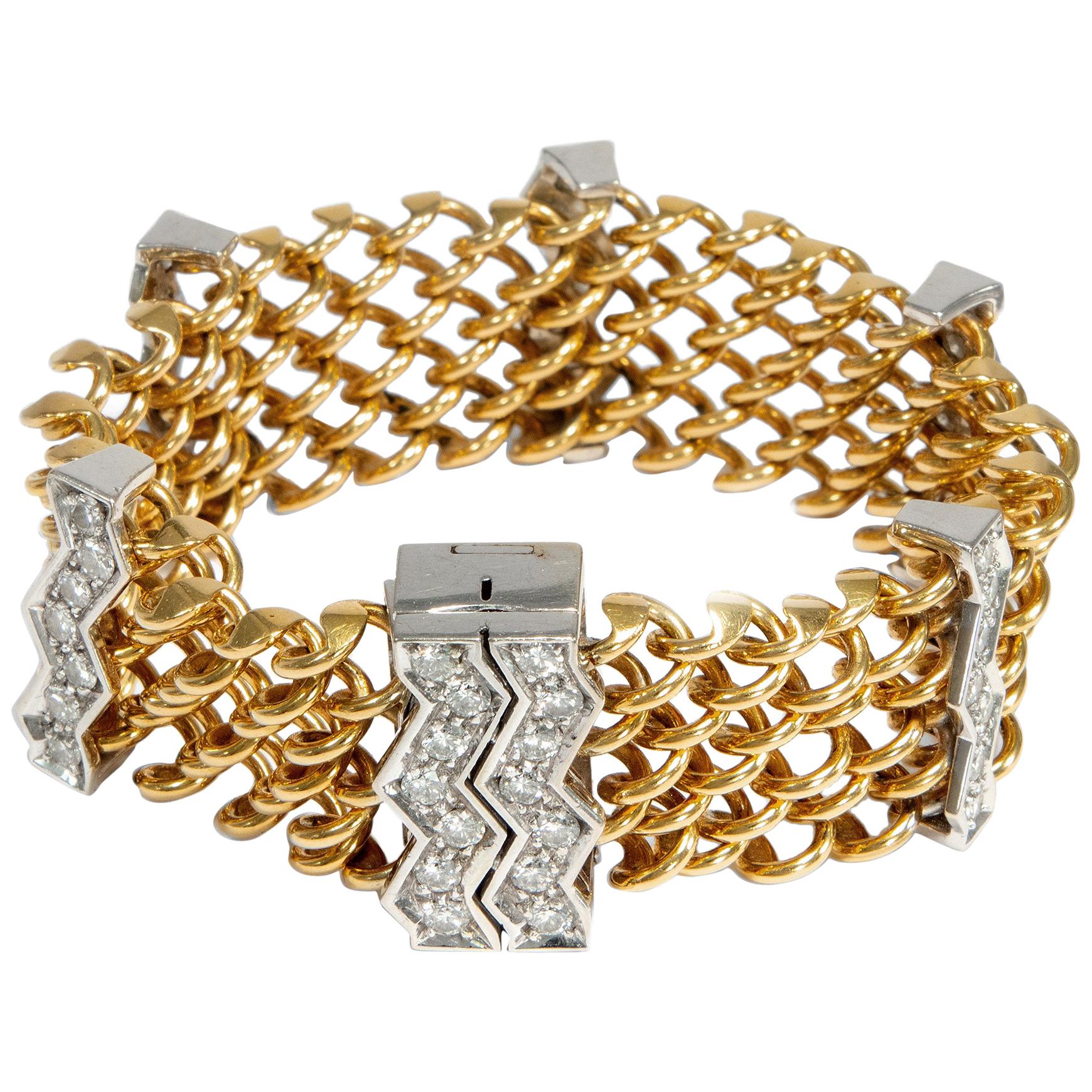 Pomellato, Vintage circa 1987, 3.76 Carat Diamonds 18 Karat White Gold Bracelet For Sale