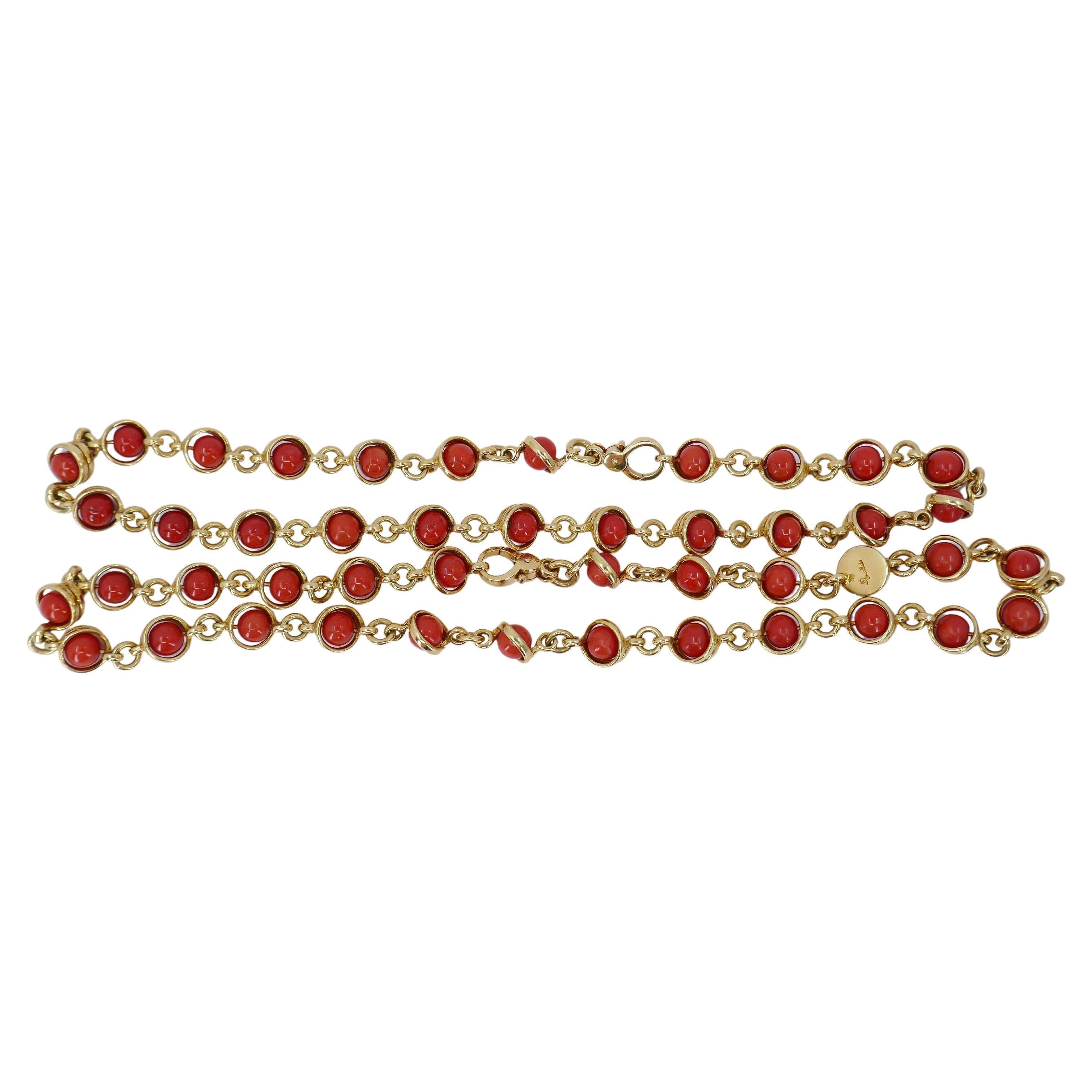 Bead Pomellato Vintage Coral 18k Gold Necklace