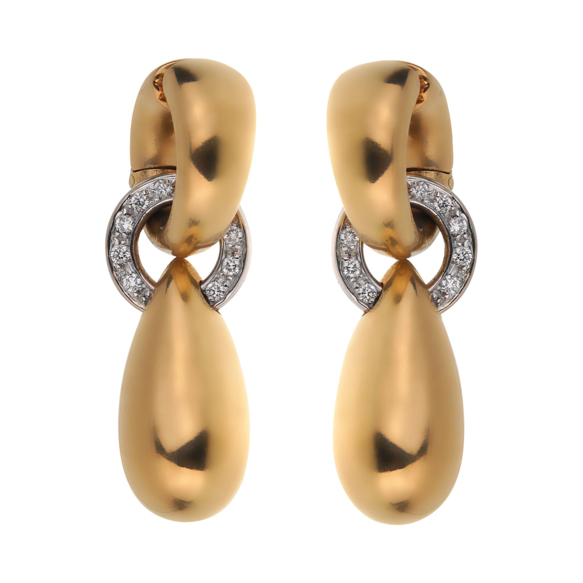 Pomellato Vintage Diamond Gold Drop Earrings