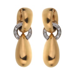 Pomellato Vintage Diamond Gold Drop Earrings