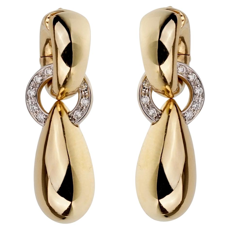 Pomellato Vintage Diamond Yellow Gold Drop Earrings