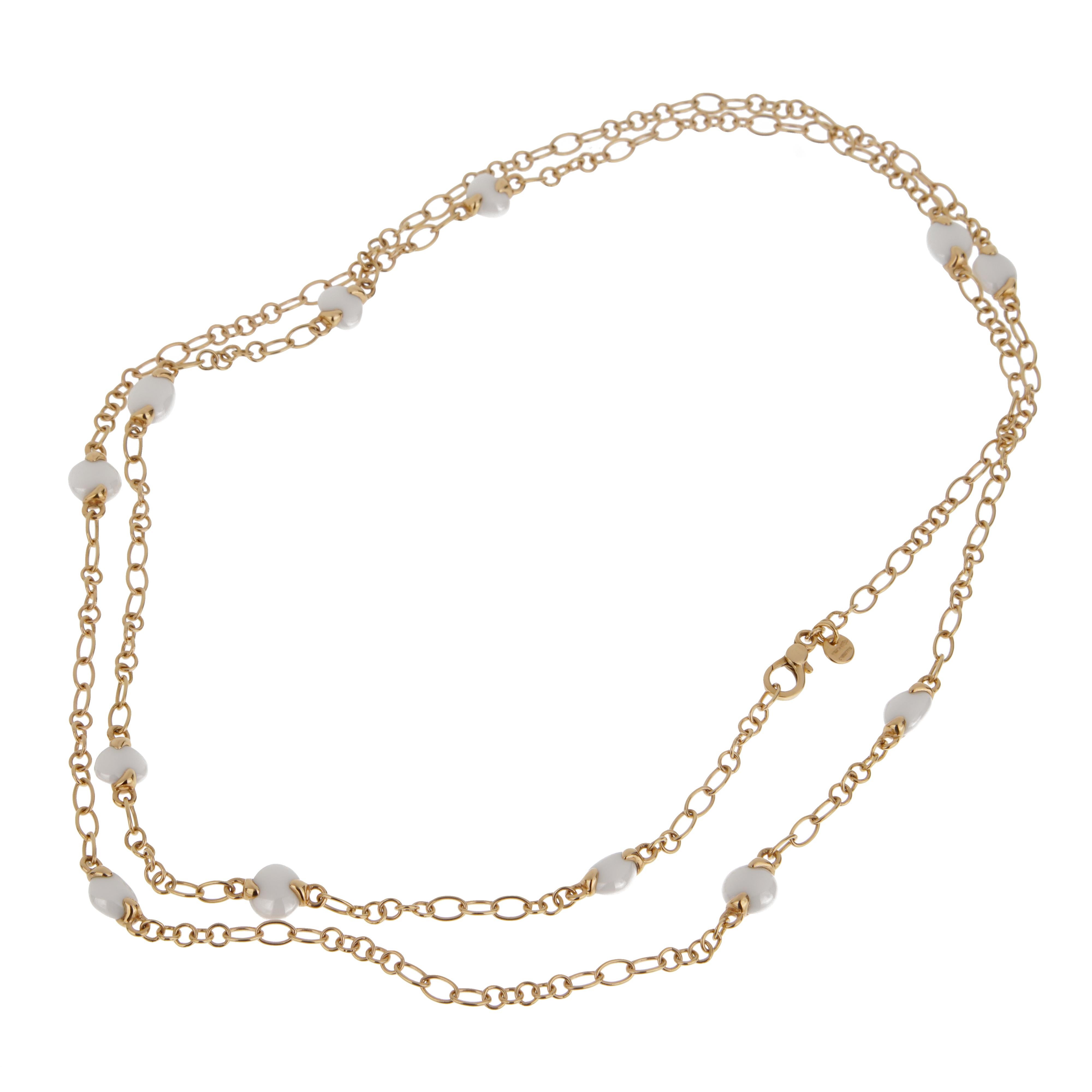 Taglio misto Collana con catena in agata bianca Sautoir in oro rosa 18k di Pomellato in vendita
