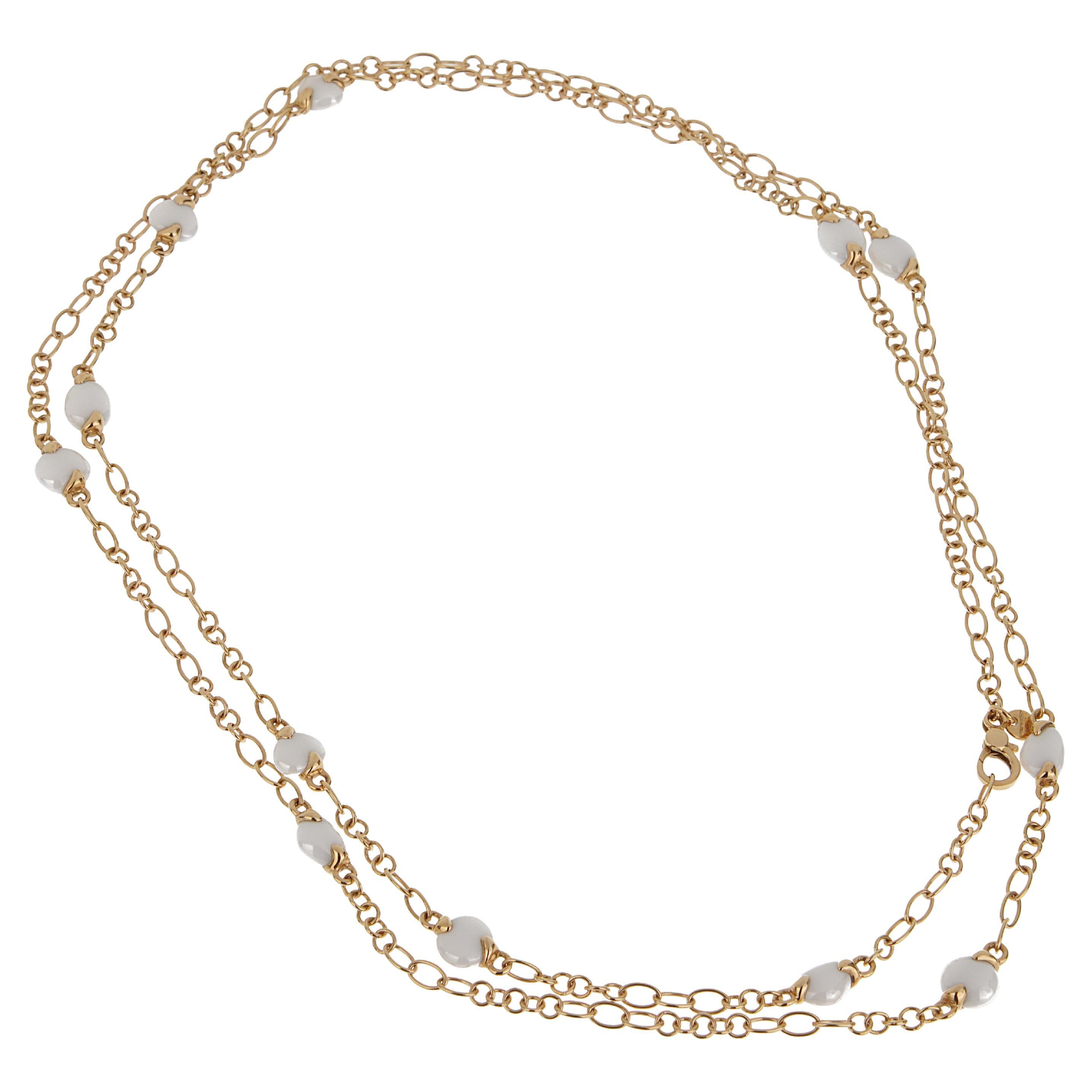 Collana con catena in agata bianca Sautoir in oro rosa 18k di Pomellato